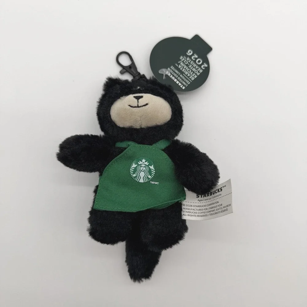 Starbucks 2026 Halloween Bearista Black Cat Plush Bag Charm Keychain Apron